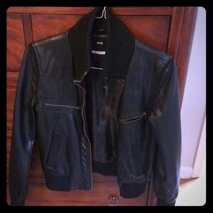 Faux leather bomber jacket